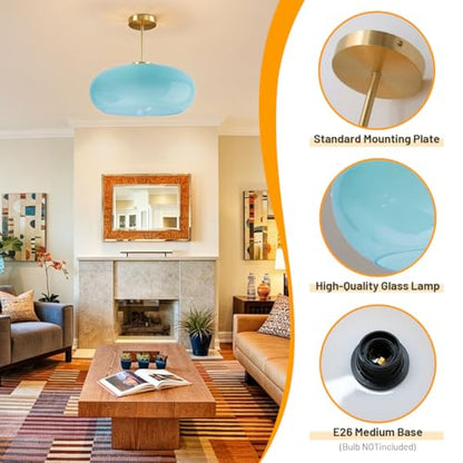 Blue Semi Mount Ceiling Light Fixtures Hallway 15.7″Round Dome Shade - color: 15.7″-Blue
