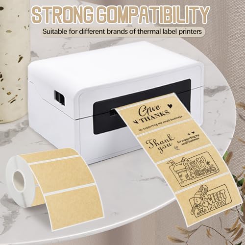 Starboling 3" x 2" Thermal Labels,Self-Adhesive Rectangle Thermal Printer Sticker,for Price,Barcode,Mailing,Name（Kraft） - color: 2''x3''khaki, size: 2''x3''
