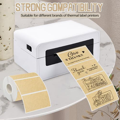 Starboling 3" x 2" Thermal Labels,Self-Adhesive Rectangle Thermal Printer Sticker,for Price,Barcode,Mailing,Name（Kraft） - color: 2''x3''khaki, size: 2''x3''