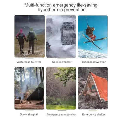 Emergency Mylar Thermal Blankets - Space Blanket Survival Kit for Camping, Hiking, Marathons & First Aid, Compact Reflective Blankets for Bug Out Bags & Outdoor Adventures