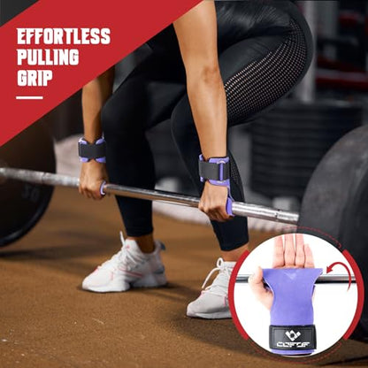 Weight Lifting Wrist Strap, Double-Layer Leather for Deadlift Powerlifting - color: Purple