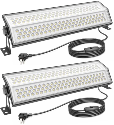 LED Shop Lights, 125W 17500LM Double-Sided Linkable Garage Lighting 2 Pack