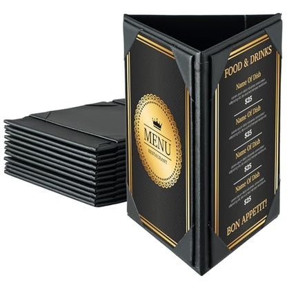 Leather Table Tent Triangle Menu Holders 4" x 6", 12 Pack 3-Side - size: 12 Pack, 4" x 6"