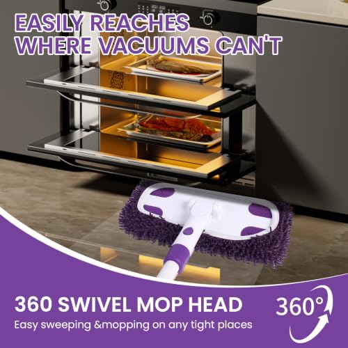 2-in-1 Sweeper Mop with 4 Washable Microfiber Pads - color: Purple