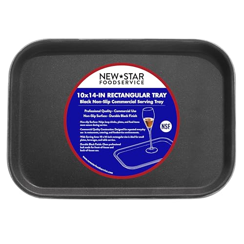 New Star Foodservice Restaurant Grade Non-Slip Tray, Plastic, Rubber Lined, Rectangular, 10-Inch x 14-Inch, Black - color: Black, size: 10-Inch x 14-Inch