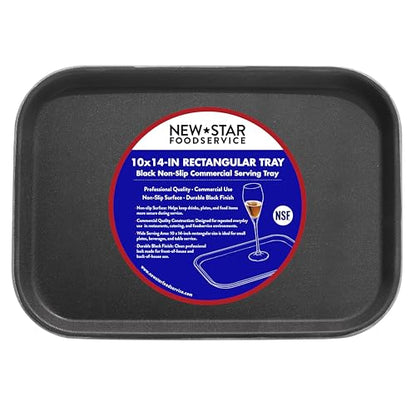 New Star Foodservice Restaurant Grade Non-Slip Tray, Plastic, Rubber Lined, Rectangular, 10-Inch x 14-Inch, Black - color: Black, size: 10-Inch x 14-Inch