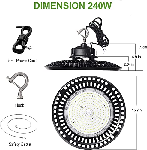 240W LED UFO High Bay Light, 38,400 Lumens, 4000K/5000K/5700K Selectable - color: 240W, size: 100-277V