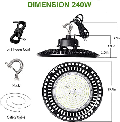 240W LED UFO High Bay Light, 38,400 Lumens, 4000K/5000K/5700K Selectable - color: 240W, size: 100-277V