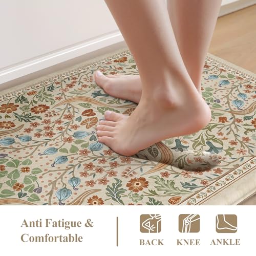 Collive Kitchen Mats Cushioned Anti Fatigue, Beige 17.3"x47"+17.3"x29" - color: Beige, size: 17.3"x47"+17.3"x29"