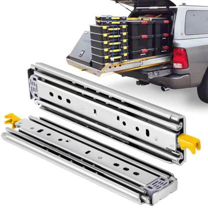 with Lock Heavy Duty Drawer Slides 12 14 16 18 20 22 24 26 28 30 32 34 36 40 44 48 52 56 60 Inch 500 Lbs Side Mount Full Extension Ball Bearing Rails Rail Tool Box Runner-W:76mm, 18 Inch - size: 18 Inch, style: Load:500 lb (With lock) -W:76mm