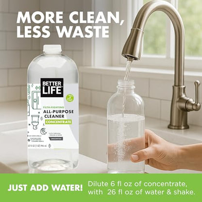 Better Life All Purpose Cleaner Concentrate- Multipurpose Home and Kitchen Cleaner for Glass, Countertops, Appliances, Upholstery & More - 32oz Unscented Concentrate - size: 32 Fl Oz (Pack of 1)