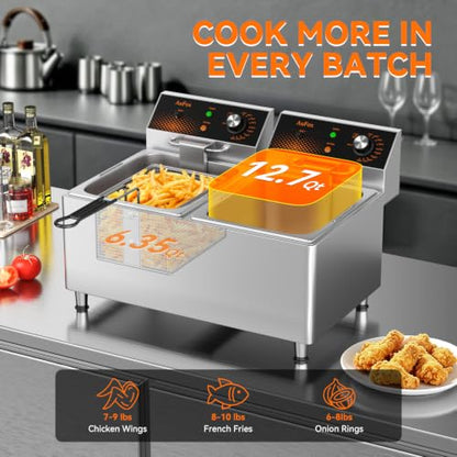 25.4Qt Commercial Deep Fryer with Baskets 3500w Electric Countertop Fryer - size: 24L