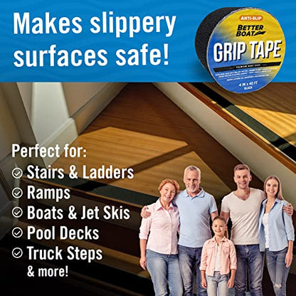 Anti Slip Tape for Outdoor Stair Treads, Non-Skid Grip for Stairs - color: Black