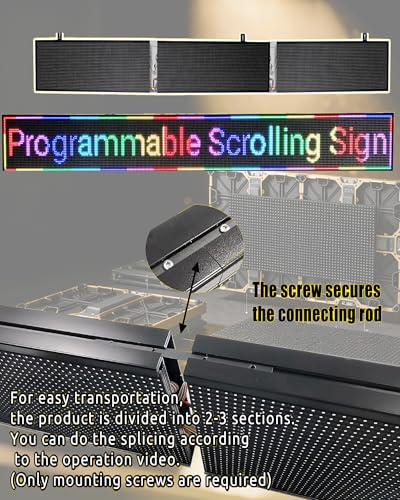 P10 Programmable Scrolling LED SIGN 115"×14" LED Display, 4000cd/m³ High Brightness led Display with WIFI+USB, Waterproof Outdoor Digital Sign Screen, SMD Technology Open Sign for Advertising Advertising - size: P10 115*14 INCH