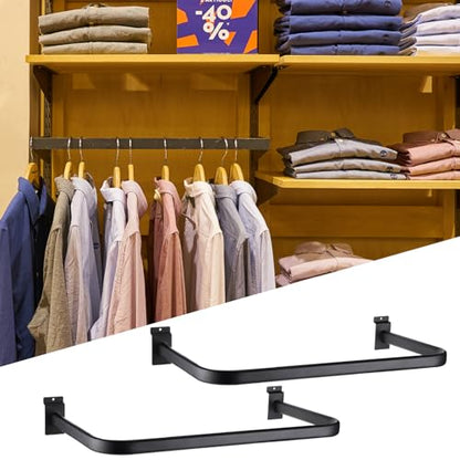 Shimeyao 4 Pcs U Shaped Handrail for Slatwall 24 Inch Oval Tubing Handrail Metal Slat Wall Accessory for Retail Displays Bracket Clothing Rack Home Use (Black)