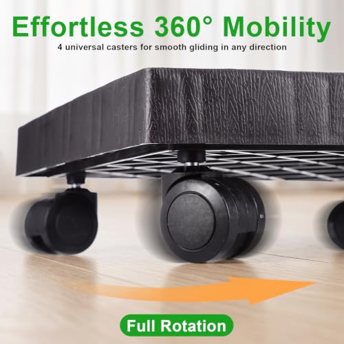 Cabilock Square Plant Stand Caddy Plant Saucer Tray with Wheels Flower Pot Tray Caster Wheels (Black)