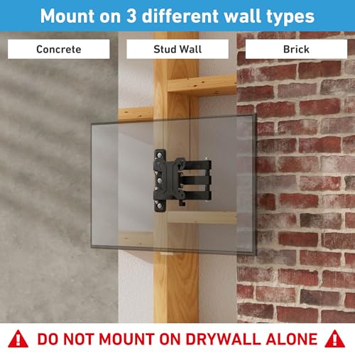 D-Line TV Wall Bracket for 13-27 Inch TVs, Tilt, Turn and Extend TV Wall Bracket with Spirit Level, Full Motion Monitor Mount - VESA 75x75mm - 100x100mm, Holds up to 55lbs