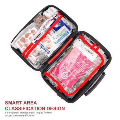 Gevoke 410 Piece Waterproof Hard Shell First Aid Kit, Red - color: Red