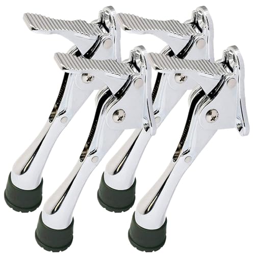HA SHI 4 Stoppers 4 in Chrome Kickdown Door Stopper for Bottom of Door - color: Chrome, size: 4 INCH X 4 PACK