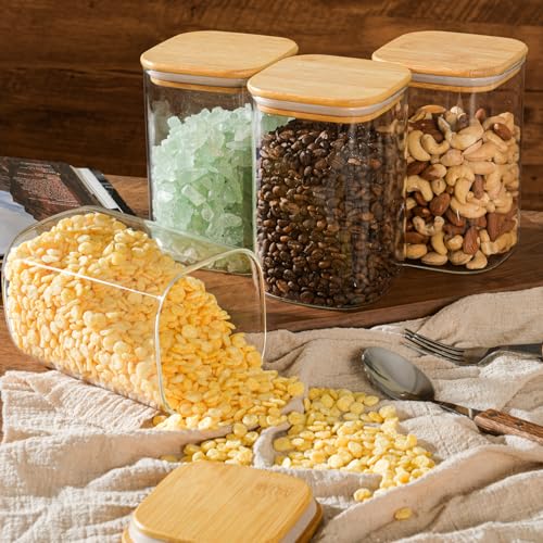 D2scrma 37oz/1.2Qt/1100ml Square Glass Storage Containers with Lids 6-Pack - size: 37oz*6