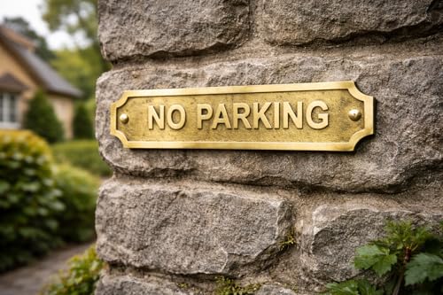 Solid Brass NO PARKING Door Sign Plaque 22x5 cm Wall Mounted Signage Plate for Home Office Garage Driveway Business Entryway Warning Notice Plate - color: NO PARKING
