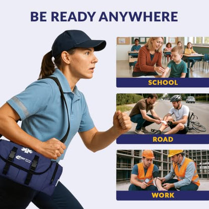 MFASCO Trauma Bag First Aid Kit Emergency Response Supplies Blue - color: Blue