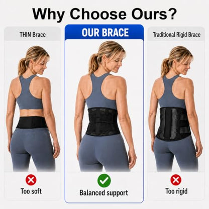 Breathable Back Brace for Women & Men, Ultra-Thin Lower Back Support Belt - size: L/XL(Waist:43"-53")