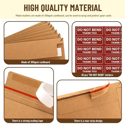 20 Pack 6.5x4.5 Inch Rigid Mailers,Self Seal Rigid Envelopes,Brown - color: Brown, size: 6.5x4.5 Inch