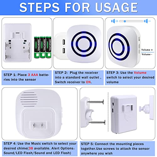 Motion Sensor Alarm, 300ft Wireless Long Range Indoor Driveway Alarm - color: White