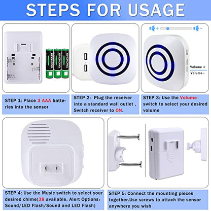 Motion Sensor Alarm, 300ft Wireless Long Range Indoor Driveway Alarm - color: White