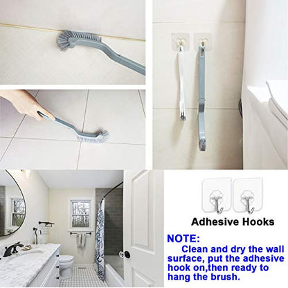 Bathroom Brushes Kitchen Cleaning Brush Set Toilet Bowl Brush Scrub Brush Home Cleaner Floor Stiff Bristles with Adhesive Hooks Plastic Handle Durable 13.5-Inch Deep Cleaning - color: Gray