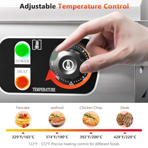 29" Commercial Electric Countertop Griddle,110V 3000W Flat Top Grill Hot Plate BBQ,Adjustable Thermostatic Control 122°F-572°F,Stainless Steel Restaurant Grill for Kitchen(NO PLUG)