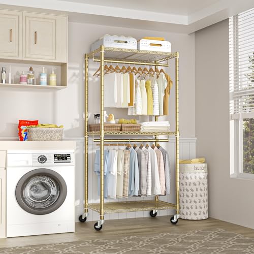 FUTASSI P1 Medium Heavy-Duty Portable Closet, 30" W x 14" D x 76" H, Gold - color: Gold, size: P1 Medium