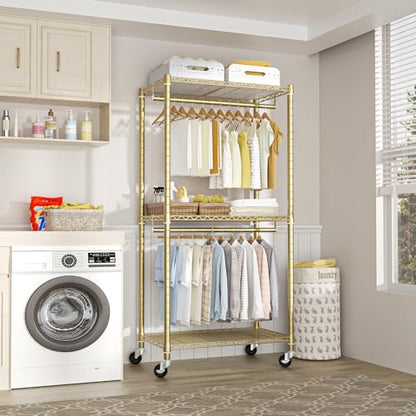 FUTASSI P1 Medium Heavy-Duty Portable Closet, 30" W x 14" D x 76" H, Gold - color: Gold, size: P1 Medium