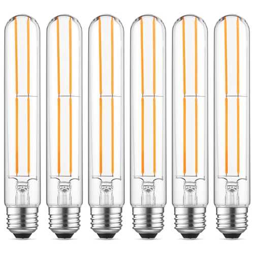7.3" T10 Tubular LED Light Bulb, 60W Eq, Dimmable, Warm White 2700K, 6-Pack - color: Warm White, size: 7.3 Inch- 6 Count
