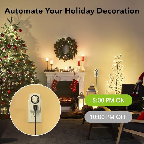 BN-LINK U47 Indoor Mini 24-Hour Mechanical Outlet Timer, 3-Prong, 2-Pack - size: 3-Prong, 2-Pack, 1 Outlet, Mini