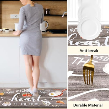 Yamaziot Anti Fatigue Kitchen Rug Set of 2, Non-Slip Cushioned Floor Mats - color: Brown, size: 20"x32"+20"x59"