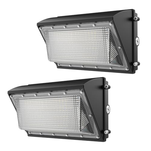OKQ 120W LED Wall Pack Light with Dusk-to-Dawn Sensor, 18000LM 5000K LED Security Flood Lighting, 120V Outdoor LED Wall Lights for Warehouse|Building|Yard|Factory|Garage|Parking Lots-2pack - size: 5000K 120W 2PACK