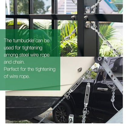 6PCS M5 Jaw Jaw Turnbuckle Stainless Steel Jaw and Jaw Turnbuckle, Jaw Jaw Closed Body Marine Turnbuckle, Durable for Wire Rope Cable (M5, Jaw & Jaw) - style: Jaw & Jaw-M-5