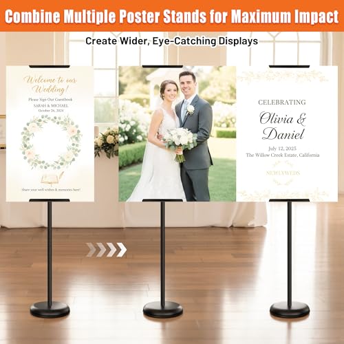 Poster Stand & Sign Holder, Single-Sided Floor Poster Board Stand with Easel Holder, 58" Adjustable Pedestal Sign Stand for Board & Foam Display at Wedding, Restaurant, Business & Events, Black - size: 1 Pack