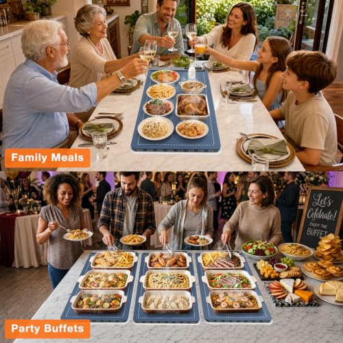FYY Extra Large Warming Mat for Food, Rapid and Full Surface Heating Navy - color: Navy, size: XX Large Size: 36"x16"