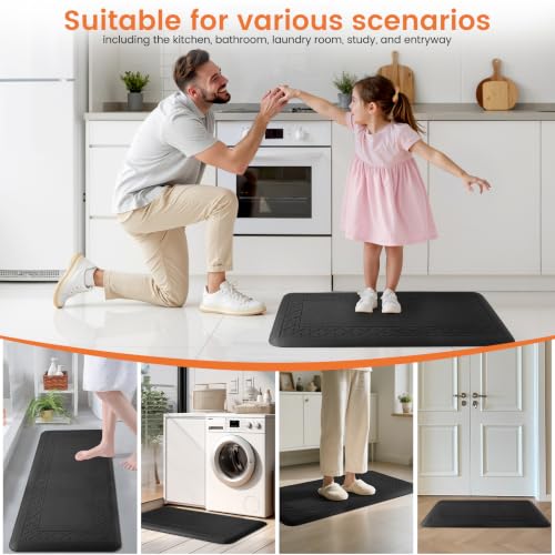 4/5 Inch Thicker Kitchen Mats Anti Fatigue Comfort Mat Standing Desk Rugs - color: Black, size: 39"L x 17"W x 0.8"Th
