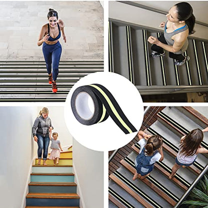 COSIMIXO 2" x 16.5FT Anti Slip Tape with Glow in The Dark Stripe,Premium Grip Tape Non Slip Stair Treads Tape,Non Skid Tape, High Traction Adhesive for Stairs Step Black/Green - color: Black/Green, size: 2Inch x 16.5Ft