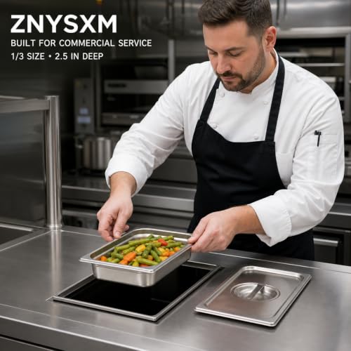 3 Pack Stainless Steel Hotel Pans with 3 Lids, 1/3 Size 2.5 Inch Deep Steam Table Food Pans for Catering, Buffet and Food Prep - color: 1/3, size: 2.5inch