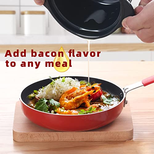 ONTUBE Ceramic Bacon Grease Container Keeper with Strainer 17oz, Navy - color: Navy