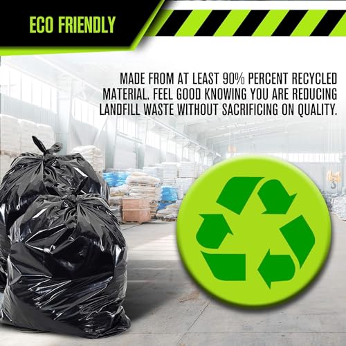 Aluf Plastics 95-96 Gallon Heavy Duty Black Garbage Bags - 50 Count