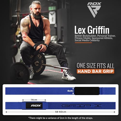 RDX Lifting Straps for Weightlifting –100% Cotton Heavy Duty Gym Wrist Strap with 5MM Neoprene Padding, 60CM Anti-Slip Hand Grip Wraps for Deadlifts Powerlifting Workouts Strength Training, Men Women - color: Dotted Blue
