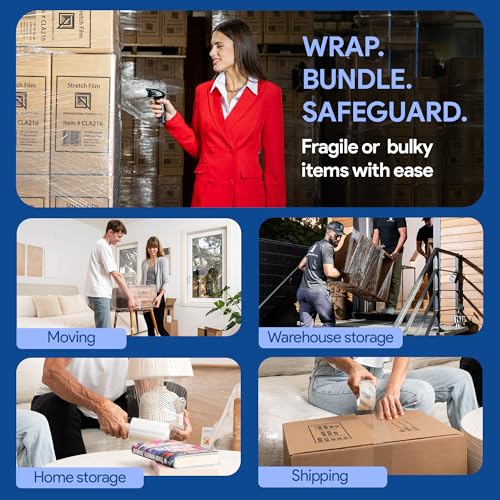 International Plastics Co. 5" 80 Gauge Plastic Stretch Film/Wrap 1000ft 500% Stretch Clear Cling Durable Adhering Packing Moving Packaging Heavy Duty Shrink (5" Products, 8 Pack) - size: 8 Pack, style: 5" Products