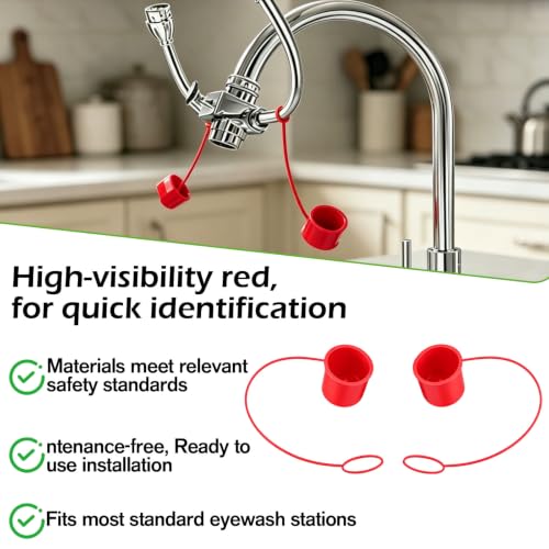 4 Pack 1 in Tethered Dust Covers Emergency Eye Wash Station Caps