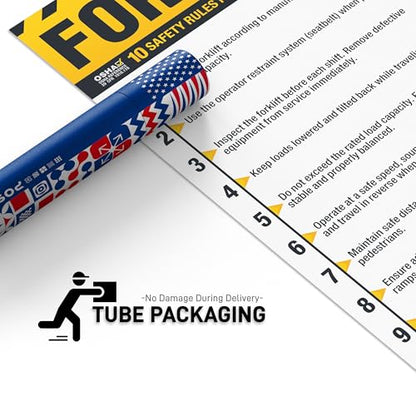 Forklift Safety Poster, OSHA Compliant Forklift Operation Safety Rules Sign Poster, 18"x24" Laminated Workplace Safety Rules Poster for Warehouse and Industrial Use, Waterproof, Tear-Resistant - size: Forklift